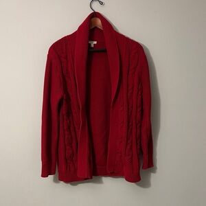 Talbots Vibrant Red Open Front Cardigan 💯 COTTON